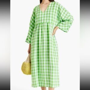 Mara Hoffman Green and White Gingham Aviva Dress